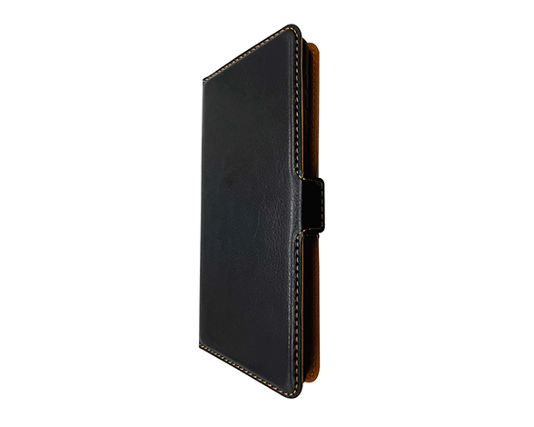 AQUOS R6 専用ケース 薄型サイドマグネット手帳 横型 レザー調 BK　