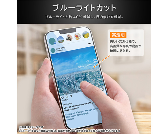 AQUOS wish5 Like standard ガラスフィルム ブルーライトカット 光沢 平面保護 硬度10H 3