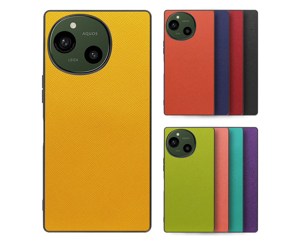 「Casual shell Series」AQUOS R9/R10用 薄くて軽い サフィアーノレザー風 背面型ケース