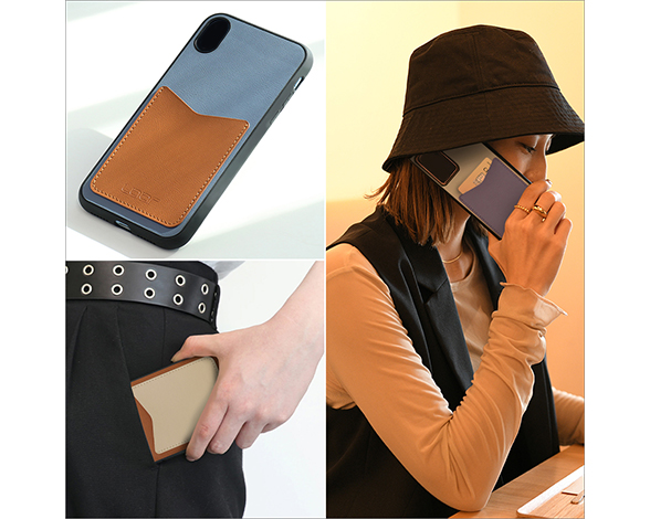 「Pass-Shell(Leather.ver) Series」AQUOS wish5用 カードポケット付き 本革仕様 背面型ケース 5