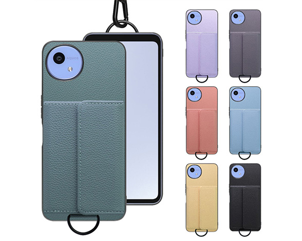 「WALLET-SHELL Series」AQUOS wish5用 ミニ財布付き 厳選本革仕様 スマホショルダー 背面型ケース