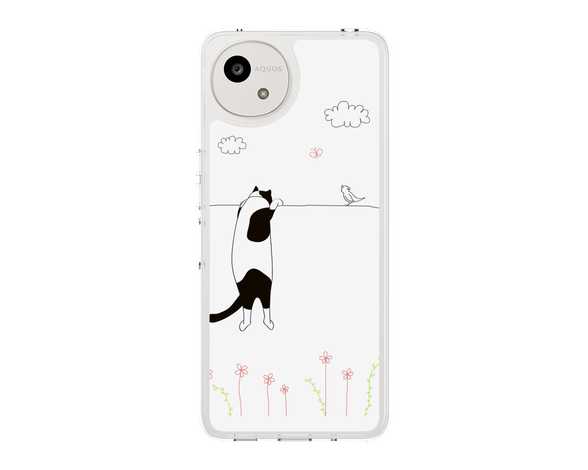AQUOS wish5 夢中に覗く三毛ねこ スリムプロテクションケース