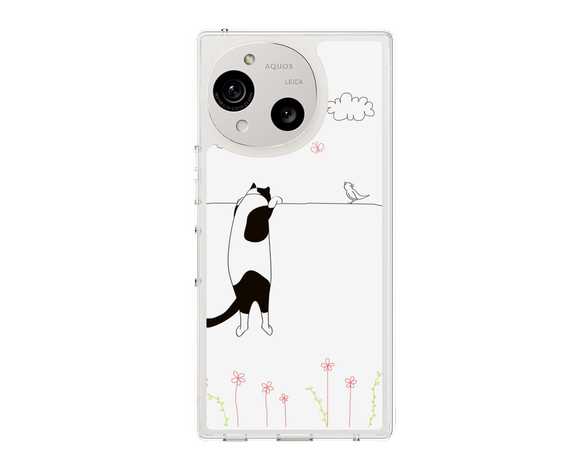 AQUOS R10 夢中に覗く三毛ねこ スリムプロテクションケース