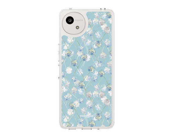 AQUOS wish5 日比谷花壇 DelicateGeometry ライトブルー スリムプロテクションケース