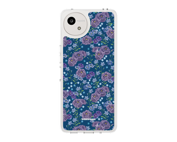 AQUOS wish5 日比谷花壇 FloralSymphony ネイビー スリムプロテクションケース