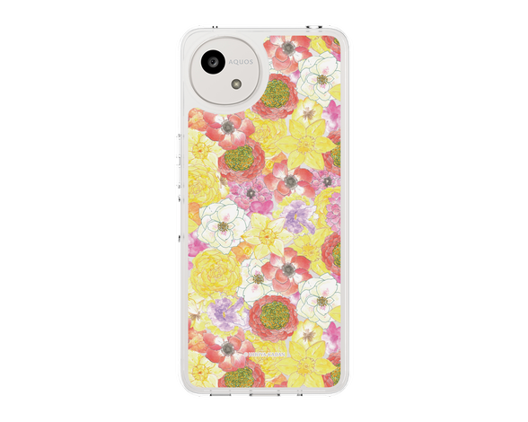 AQUOS wish5 日比谷花壇 HarmonyinBloom イエロー スリムプロテクションケース