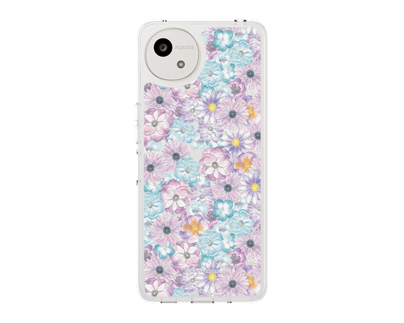 AQUOS wish5 日比谷花壇 HarmonyinBloom パープル スリムプロテクションケース